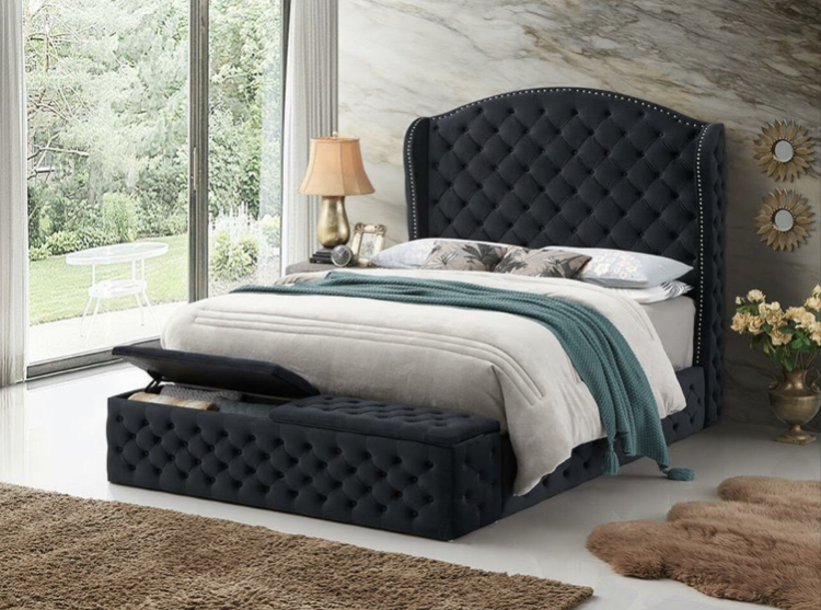 king storage bed - black/grey/cream/emerald green